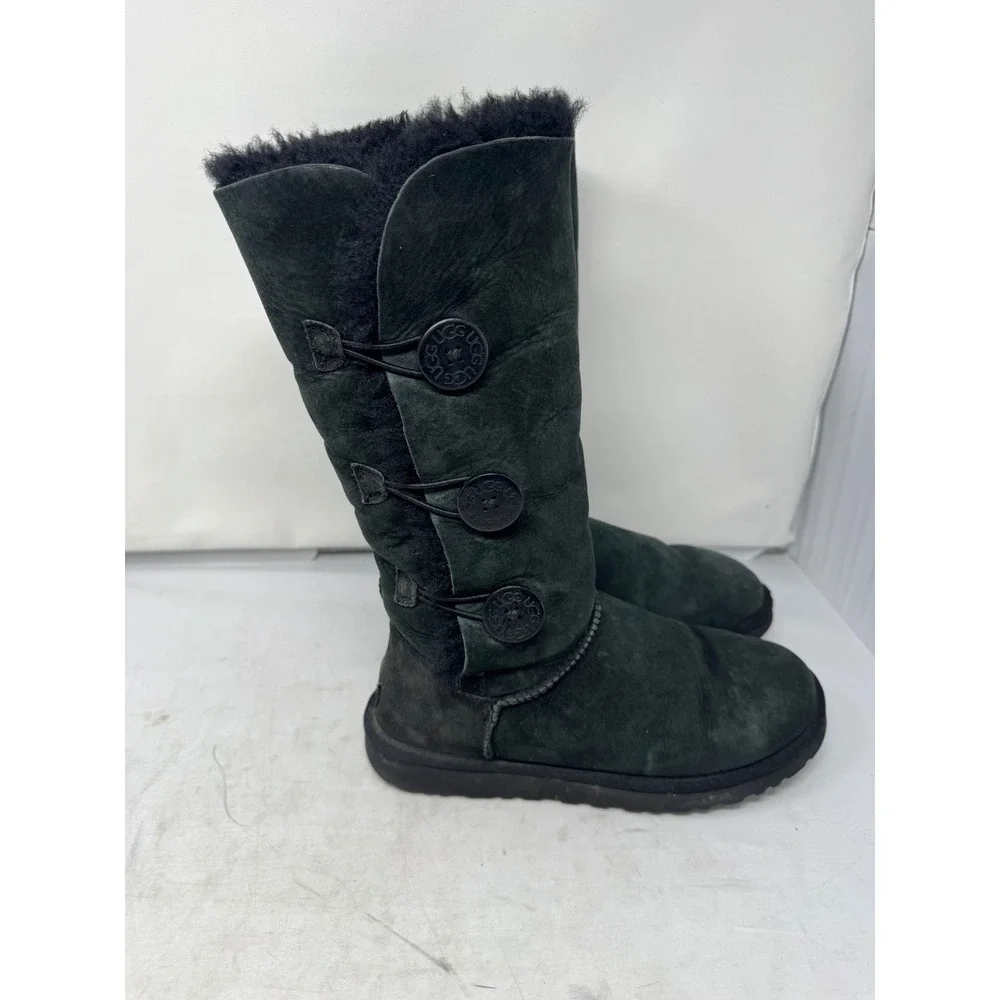 🔥UGG Rare🩷🖤🩷Y2k PopStar Button Triplet Boots Coquette Cottagecore BohoChic 9